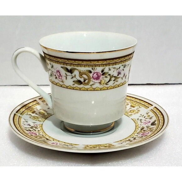 Wallace Heritage Daphne Tea Cup & SaucerFloral Gold Trim Porcelain Japan - Picture 3 of 13